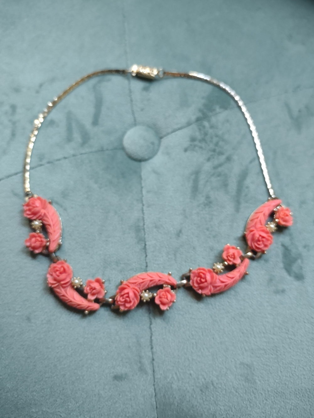 Floral Pink Resin Rose Necklace